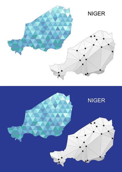 Mapa do Níger em estilo poligonal geométrico. Triângulo das gemas abstratas . — Vetor de Stock