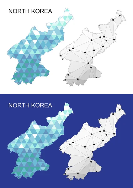 Mapa da Coreia do Norte em estilo poligonal geométrico. Triângulo das gemas abstratas . — Vetor de Stock