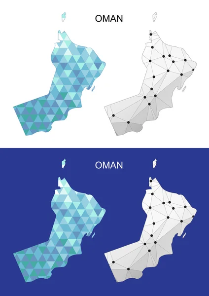 Omán mapa en estilo geométrico poligonal. Triángulo de gemas abstractas . — Vector de stock
