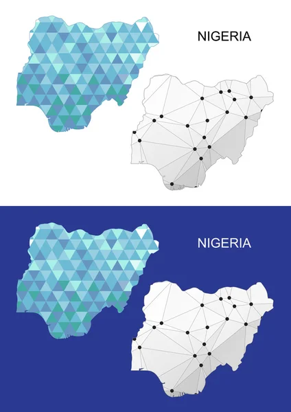 Nigeria-Karte im geometrischen polygonalen Stil. abstraktes Edelsteindreieck. — Stockvektor