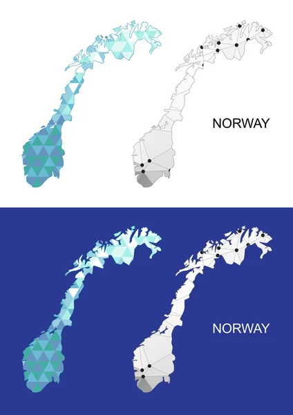 Norvégia Térkép geometriai sokszögű stílusban. Absztrakt drágaköveket háromszög. — Stock Vector