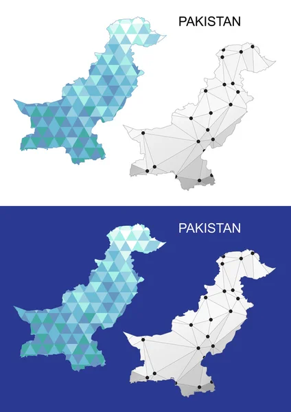 Pakistan Haritası geometrik poligonal tarzı. Soyut taşlar üçgen. — Stok Vektör