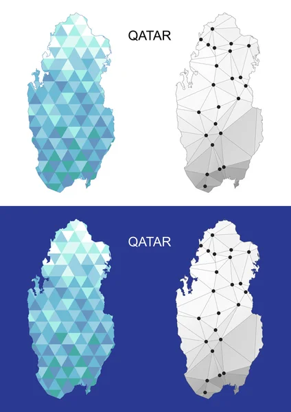 Carte du Qatar en style polygonal géométrique. Triangle de gemmes abstraites . — Image vectorielle