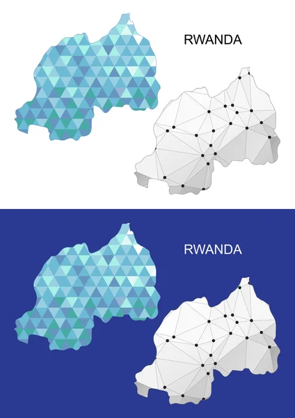 Rwanda map in geometric polygonal style. Abstract gems triangle. — ストックベクタ