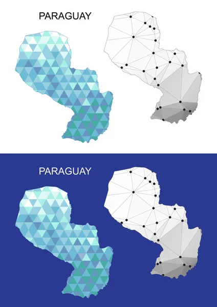 Carte du Paraguay dans un style géométrique polygonal. Triangle de gemmes abstraites . — Image vectorielle