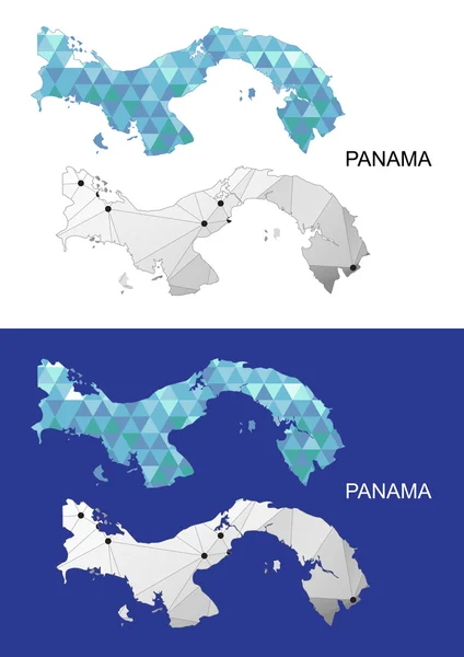 Panama carte dans le style polygonal géométrique. Triangle de gemmes abstraites . — Image vectorielle