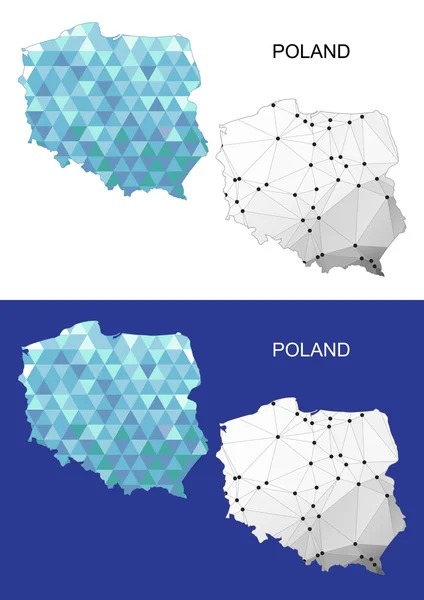 Carte de la Pologne en style polygonal géométrique. Triangle de gemmes abstraites . — Image vectorielle