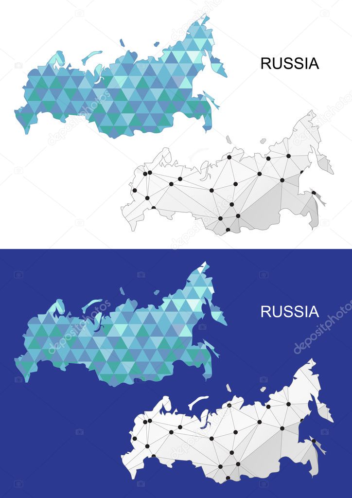 Russia map in geometric polygonal style. Abstract gems triangle.