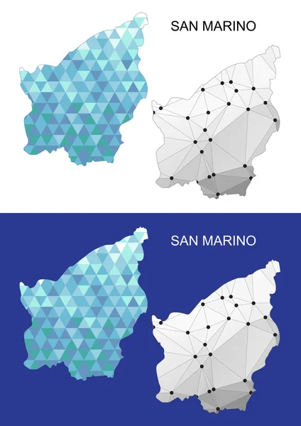 Mapa de San Marino en estilo geométrico poligonal. Triángulo de gemas abstractas . — Archivo Imágenes Vectoriales