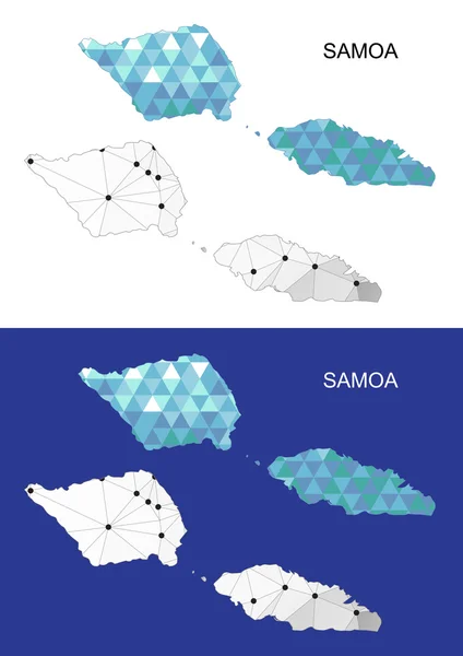 Mapa de Samoa en estilo geométrico poligonal. Triángulo de gemas abstractas . — Archivo Imágenes Vectoriales