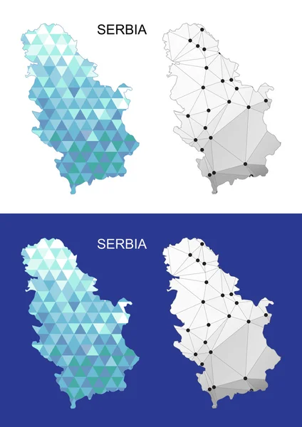 Serbia mapa en estilo geométrico poligonal. Triángulo de gemas abstractas . — Archivo Imágenes Vectoriales