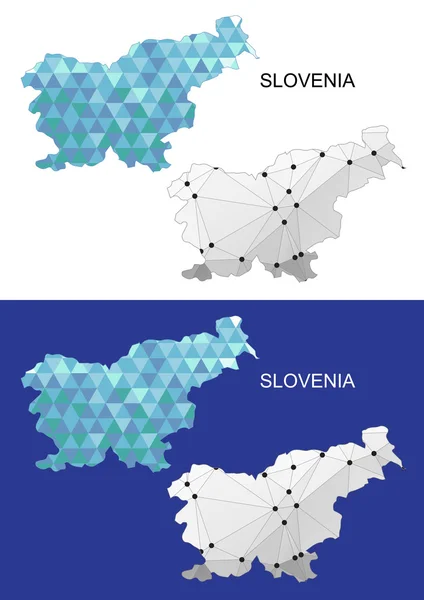 Carte de Slovénie en style polygonal géométrique. Triangle de gemmes abstraites . — Image vectorielle