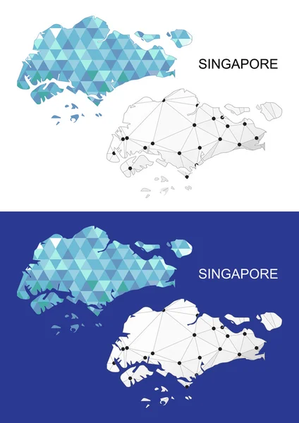 Mappa di Singapore in stile poligonale geometrico. Triangolo astratto delle gemme . — Vettoriale Stock