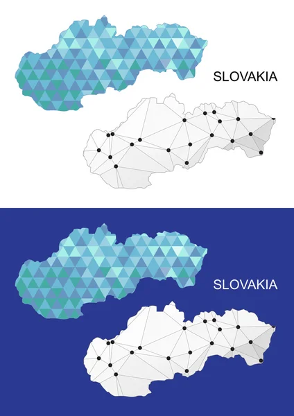Mapa da Eslováquia em estilo poligonal geométrico. Triângulo das gemas abstratas . —  Vetores de Stock