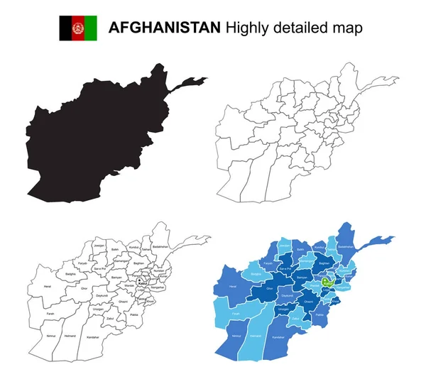 Afghanistan - Isolated vector highly detailed political map with — Stock Vector