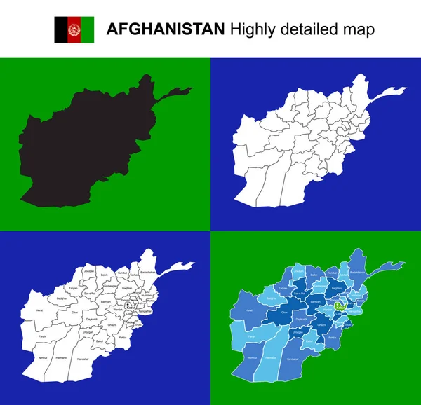 Afganistán - vector mapa político altamente detallado con regiones , — Archivo Imágenes Vectoriales