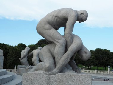 Oslo, Norveç - 27 Ağustos 2017: Vigeland Park Oslo heykeller