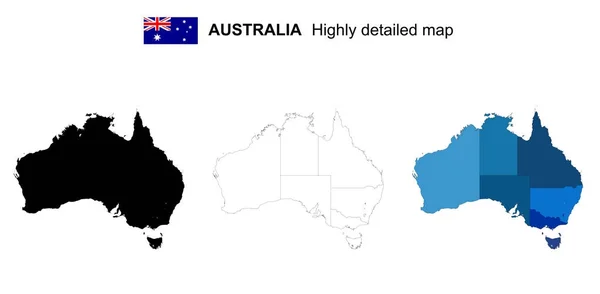 Australie - Vecteur isolé carte politique très détaillée avec r — Image vectorielle