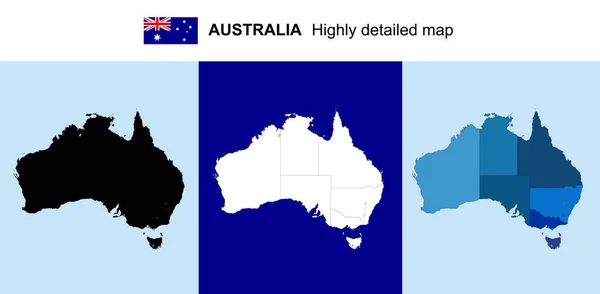 Австралия - Векторная высокодетальная политическая карта с регионами, p — стоковый вектор