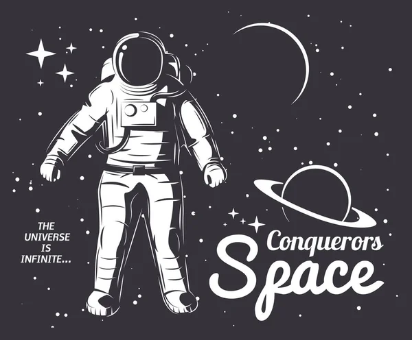 Astronauta Vector Ilustração . — Vetor de Stock