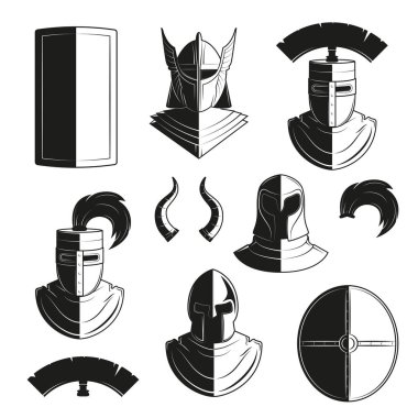 Eski kask ve koruma simgeler vektör kümesi.