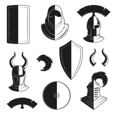 Eski kask ve koruma simgeler vektör kümesi.