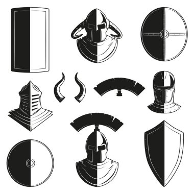 Eski kask ve koruma simgeler vektör kümesi.