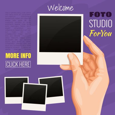 Elinde fotoğraf illüstrasyon vektör.