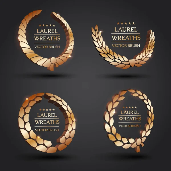 Gold, silver, bronze laurel wreath. — Stock Vector