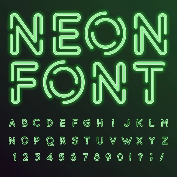 Neon, czcionka wektorowa. — Wektor stockowy