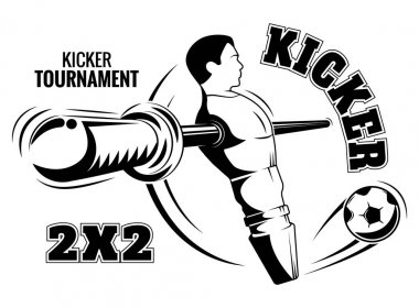 Table football emblem. The kicker is a poster. clipart