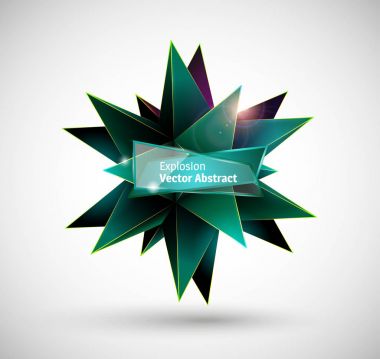 Abstract explosion. Vector polyhedron. clipart