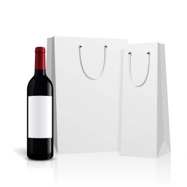 Mockup şarap şişesi. vektör tasarımı.