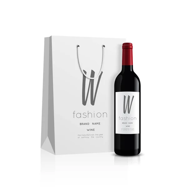 Mockup wine bottle. vector design. — Stock Vector