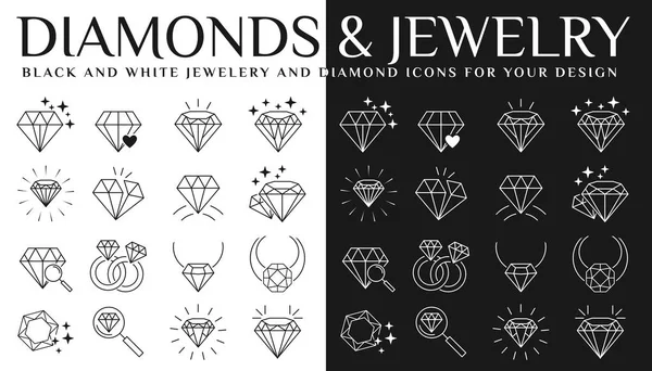 Ensemble d'icônes diamants — Image vectorielle