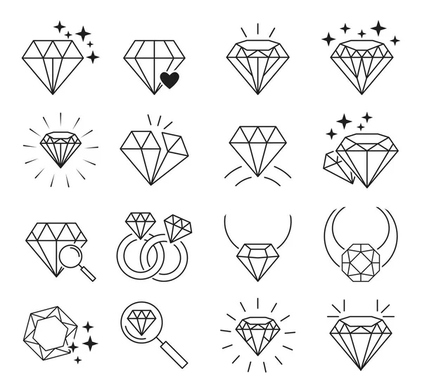 Conjunto de iconos diamantes — Vector de stock