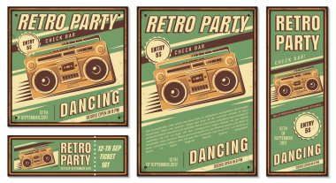 Vintage afiş, retro parti.
