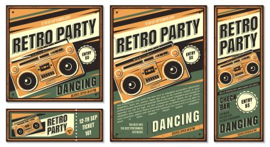 Vintage afiş, retro parti.