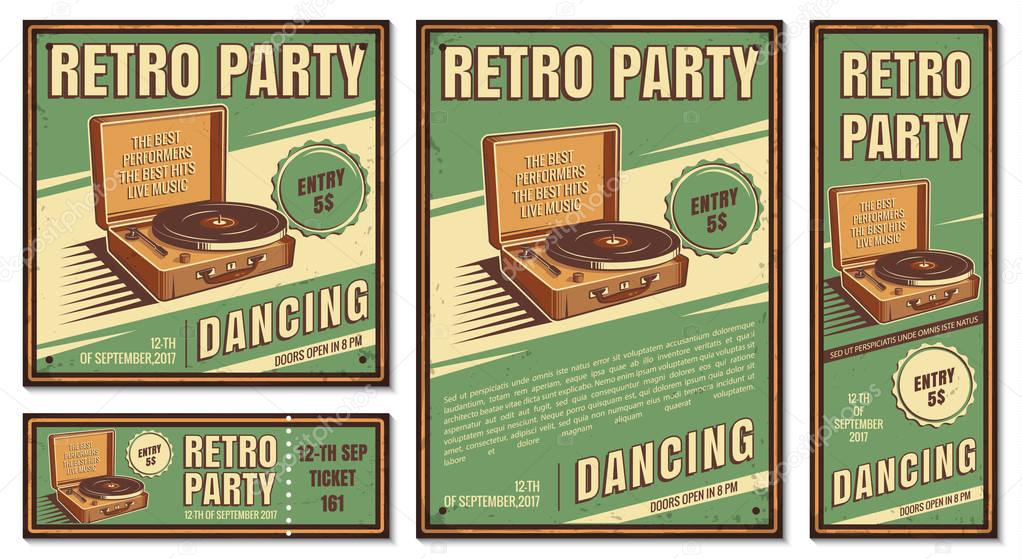 Vintage banner, retro party.