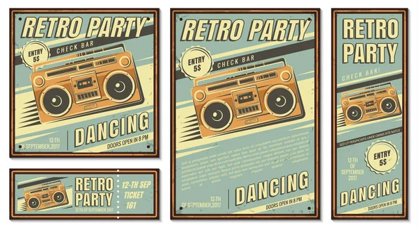 Banner vintage, fiesta retro . — Archivo Imágenes Vectoriales