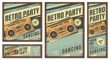 Vintage afiş, retro parti.