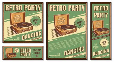 Vintage afiş, retro parti.