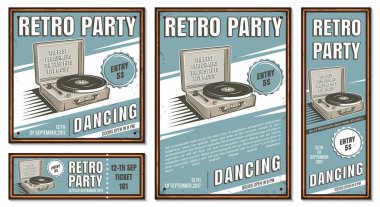 Vintage afiş, retro parti.