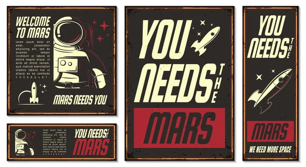 Astronauta Ilustración. Cartel retro . — Vector de stock