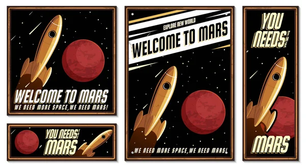 Ілюстрація астронавтів. Ретро плакат . — стоковий вектор