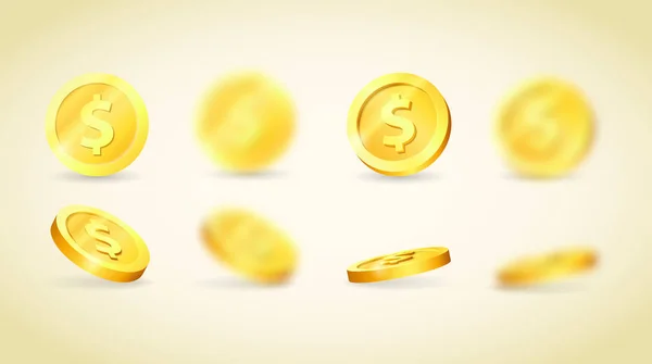 Vector guld mynt. 3D bakgrund. — Stock vektor