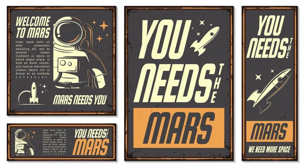 Illustrazione astronauta. Manifesto retrò . — Vettoriale Stock