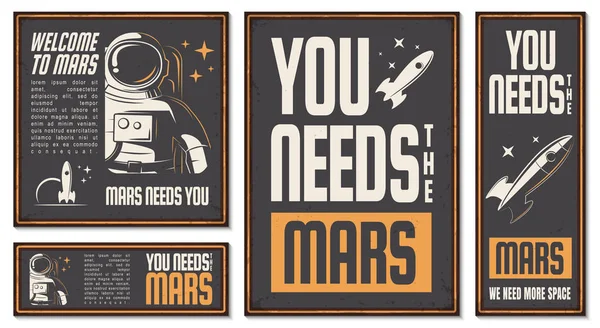 Astronauta Ilustración. Cartel retro . — Vector de stock