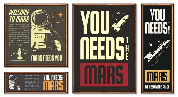 Astronauta Ilustración. Cartel retro . — Vector de stock