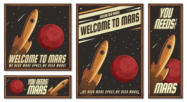 Ілюстрація астронавтів. Ретро плакат . — стоковий вектор
